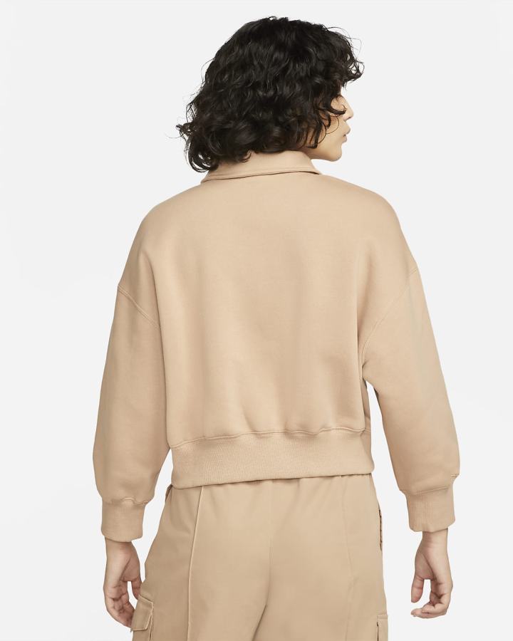 Sudaderas Nike Sportswear Phoenix Fleece 3/4-Sleeve Crop Mujer Beige | YOSKL-7459