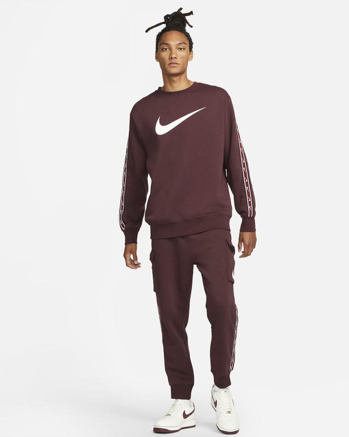 Sudaderas Nike Sportswear Repeat Fleece Hombre Burdeos Blancas | ZILEW-1329