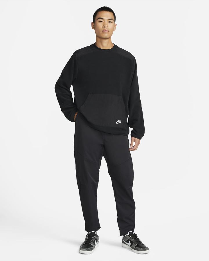 Sudaderas Nike Sportswear Sport Essentials+ Fleece Crew Top Hombre Negras Blancas | XNJVO-8219