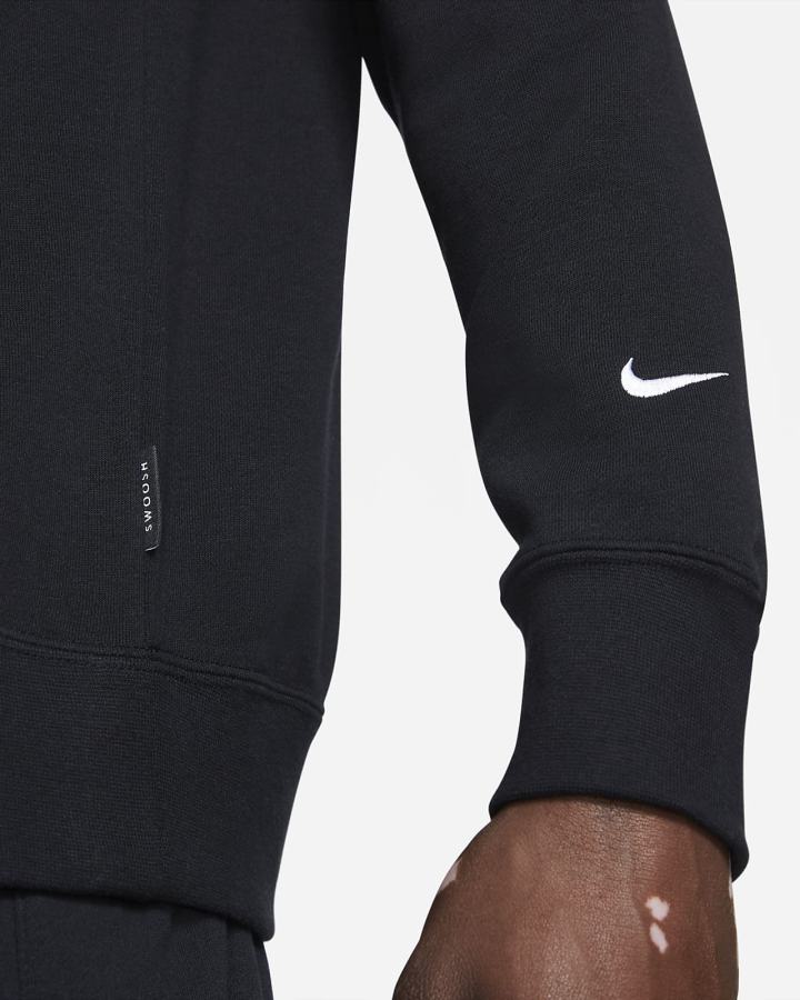 Sudaderas Nike Sportswear Swoosh French Terry Crew Hombre Negras Blancas | JKZYW-9520