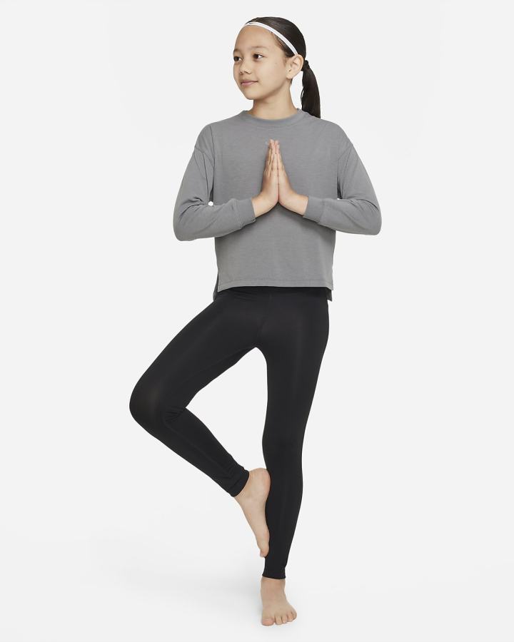 Sudaderas Nike Yoga Dri-FIT Kids Training Top Niña Gris | NBHDK-6238