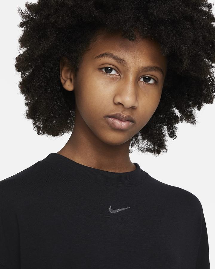 Sudaderas Nike Yoga Dri-FIT Kids Training Top Niña Negras | ZALQR-5831