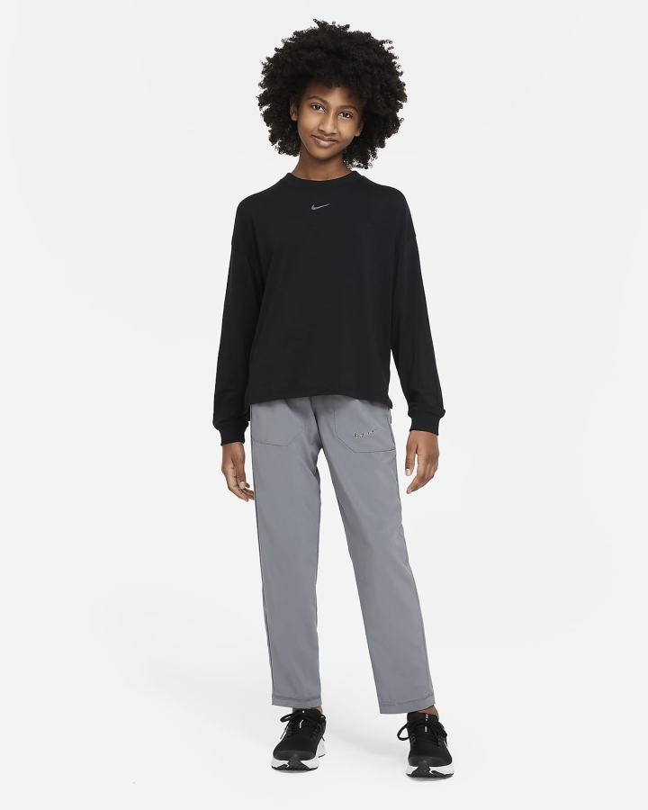 Sudaderas Nike Yoga Dri-FIT Kids Training Top Niña Negras | ZALQR-5831