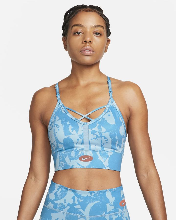 Sujetadores Deportivos Nike Dri-FIT Indy Icon Clash Light-Support Acolchado Printed Mujer Azules | ACNYB-1264