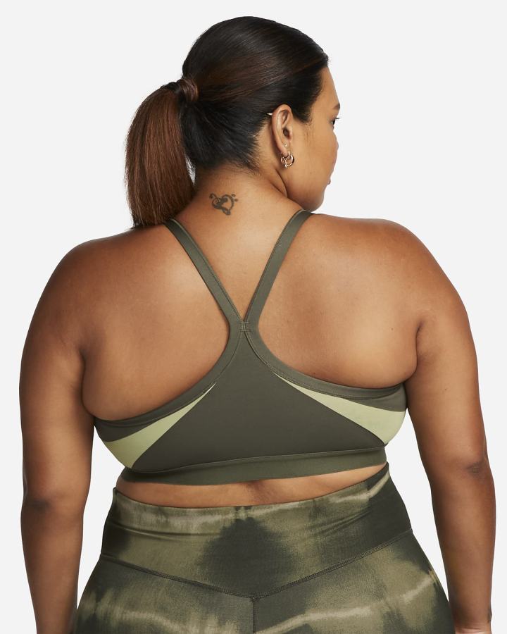 Sujetadores Deportivos Nike Dri-FIT Indy Light-Support Acolchado V-Neck (Plus Size) Mujer Kaki Kaki Blancas | EYNTV-9405