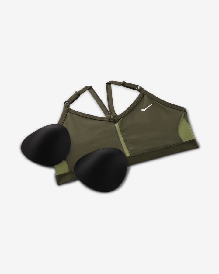 Sujetadores Deportivos Nike Dri-FIT Indy Light-Support Acolchado V-Neck (Plus Size) Mujer Kaki Kaki Blancas | EYNTV-9405