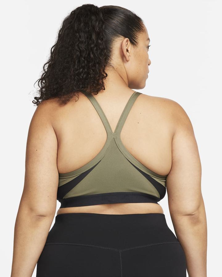 Sujetadores Deportivos Nike Dri-FIT Indy Light-Support Acolchado V-Neck (Plus Size) Mujer Verde Oliva Negras Blancas | GCSLY-3402