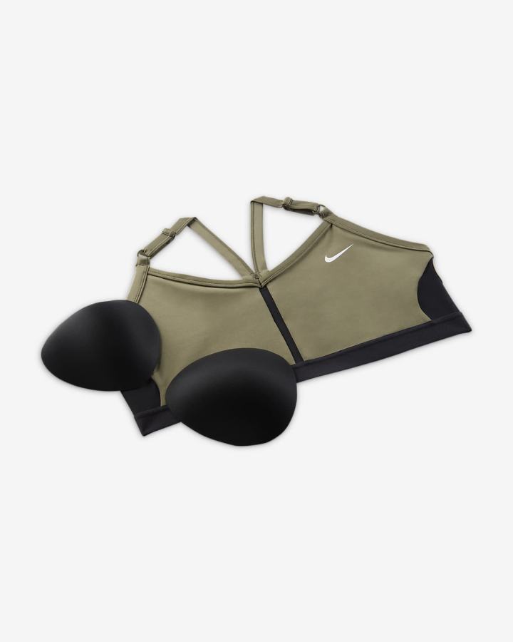 Sujetadores Deportivos Nike Dri-FIT Indy Light-Support Acolchado V-Neck (Plus Size) Mujer Verde Oliva Negras Blancas | GCSLY-3402