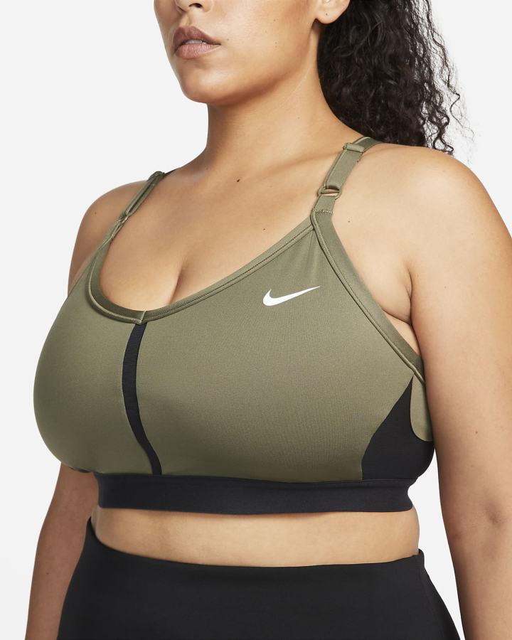 Sujetadores Deportivos Nike Dri-FIT Indy Light-Support Acolchado V-Neck (Plus Size) Mujer Verde Oliva Negras Blancas | GCSLY-3402