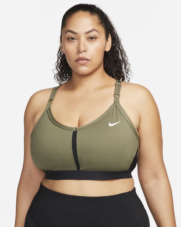 Sujetadores Deportivos Nike Dri-FIT Indy Light-Support Acolchado V-Neck (Plus Size) Mujer Verde Oliva Negras Blancas | GCSLY-3402