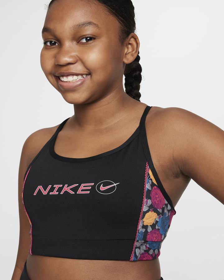Sujetadores Deportivos Nike Dri-FIT Indy Icon Clash Kids Niña Negras Rosas Blancas | HRYSK-5208
