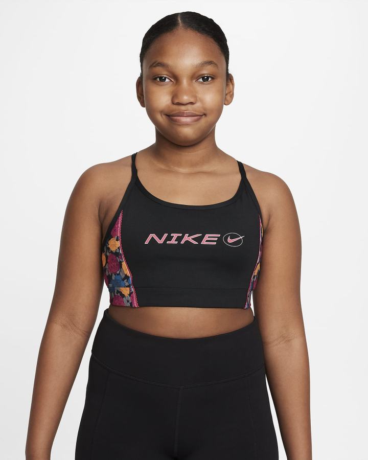 Sujetadores Deportivos Nike Dri-FIT Indy Icon Clash Kids Niña Negras Rosas Blancas | HRYSK-5208