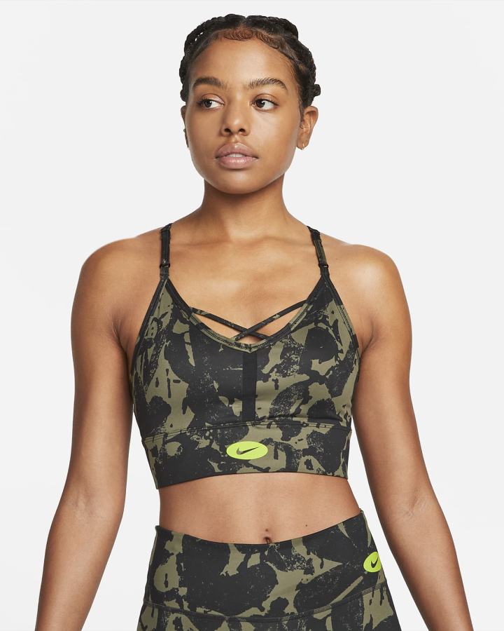 Sujetadores Deportivos Nike Dri-FIT Indy Icon Clash Light-Support Acolchado Printed Mujer Verde Oliva Negras Verde | NWGMD-5980