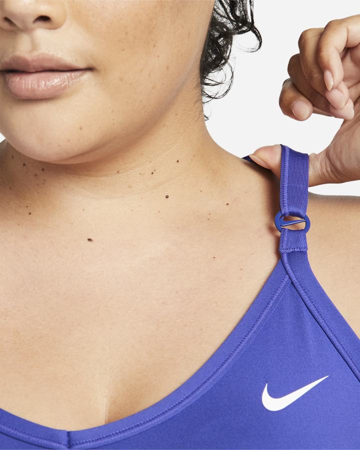 Sujetadores Deportivos Nike Dri-FIT Indy Light-Support Acolchado V-Neck (Plus Size) Mujer Azul Real Oscuro Azules Blancas | PDUEA-5378