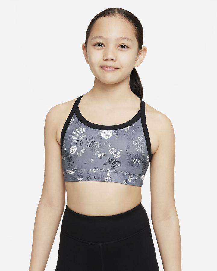 Sujetadores Deportivos Nike Dri-FIT Indy Icon Clash Kids Niña Gris Negras Blancas | PXTUR-4297
