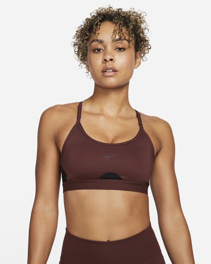Sujetadores Deportivos Nike Dri-FIT Indy Light-Support Acolchado U-Neck Mujer Marrones Negras | VQCZX-8149