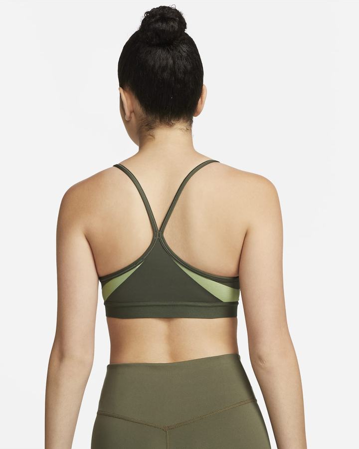 Sujetadores Deportivos Nike Dri-FIT Indy Light-Support Acolchado V-Neck (Plus Size) Mujer Kaki Kaki Blancas | YREXC-9516