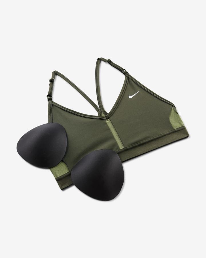 Sujetadores Deportivos Nike Dri-FIT Indy Light-Support Acolchado V-Neck (Plus Size) Mujer Kaki Kaki Blancas | YREXC-9516