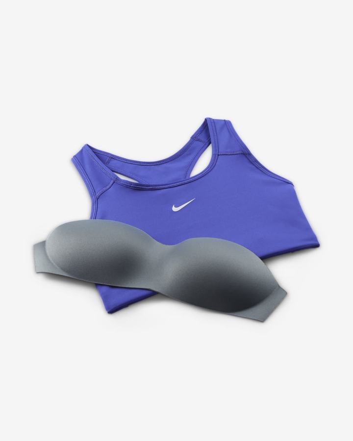 Sujetadores Deportivos Nike Dri-FIT Swoosh Medium-Support 1-Piece Pad Mujer Blancas | BHUPX-7853
