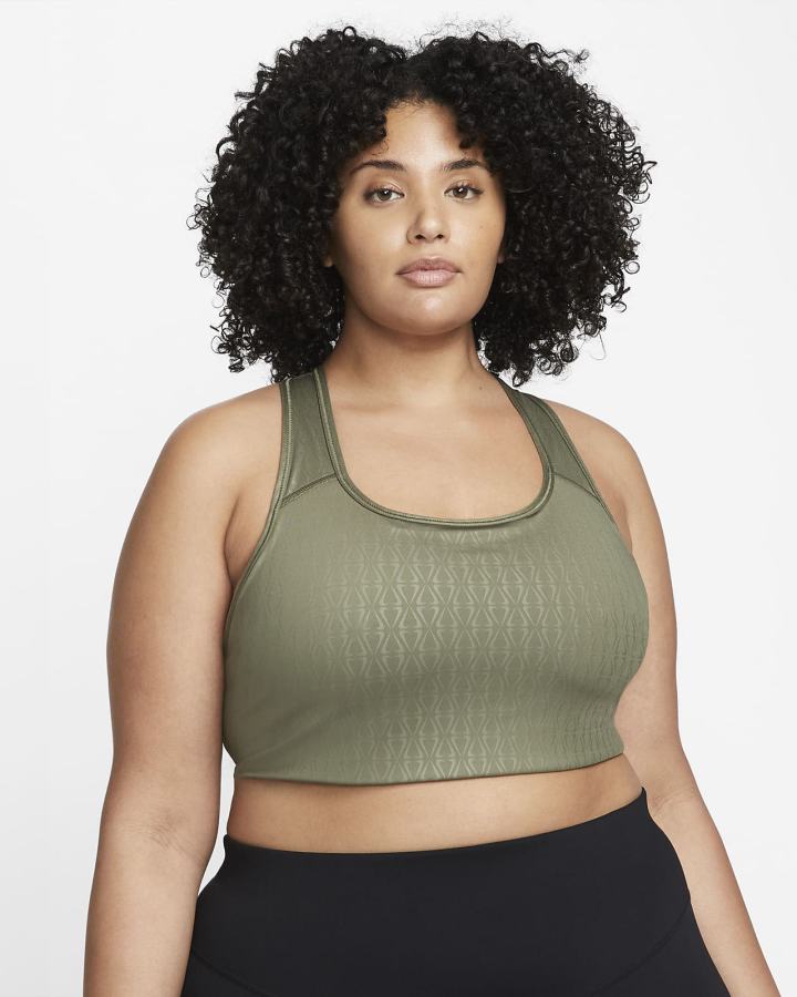 Sujetadores Deportivos Nike Dri-FIT Swoosh Medium-Support 1-Piece Pad (Plus Size) Mujer Verde Oliva Negras | DRTYB-2596