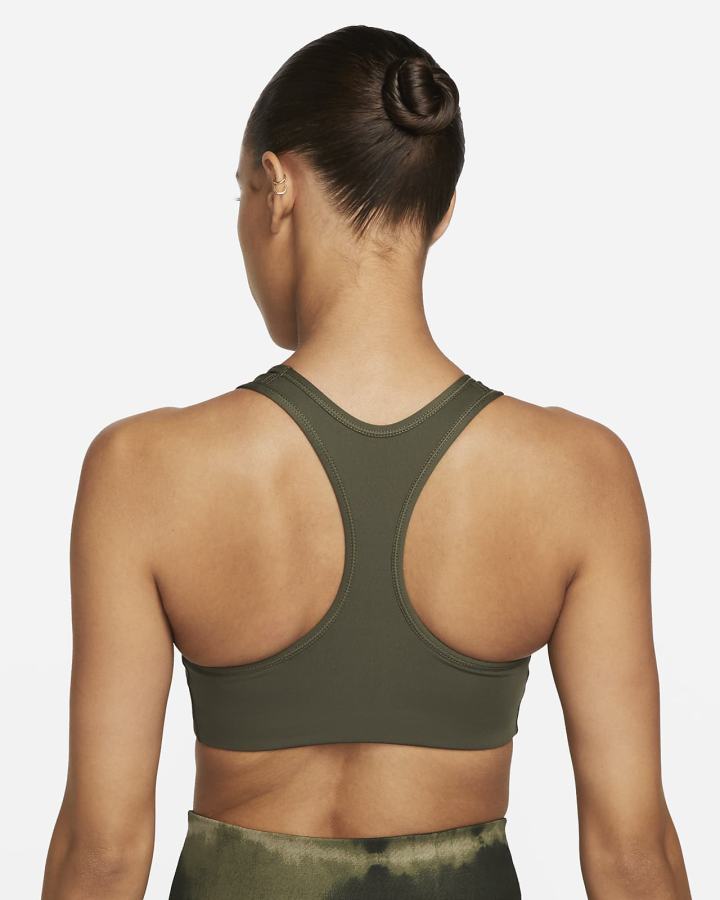 Sujetadores Deportivos Nike Dri-FIT Swoosh Medium-Support 1-Piece Pad Mujer Kaki Blancas | DUIKA-4921