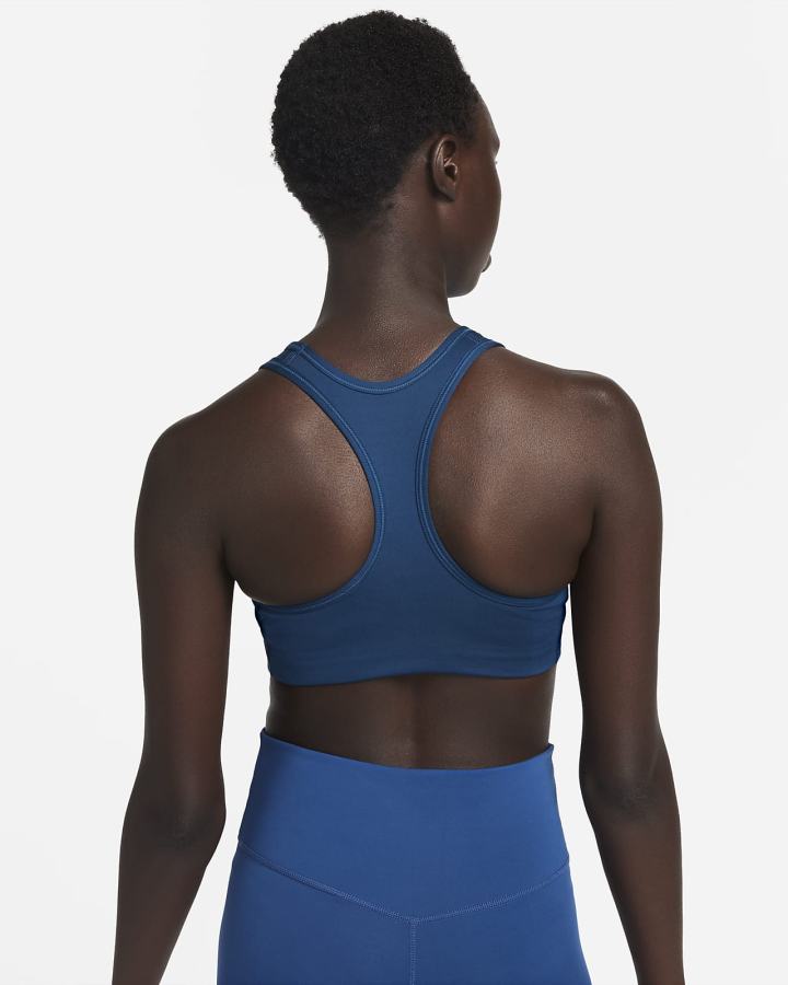 Sujetadores Deportivos Nike Dri-FIT Swoosh Medium-Support Non-Acolchado Mujer Azules Blancas | INMSJ-3506