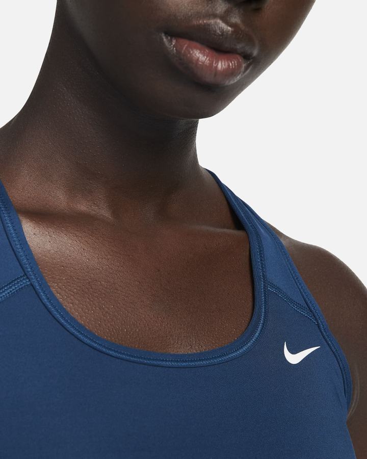 Sujetadores Deportivos Nike Dri-FIT Swoosh Medium-Support Non-Acolchado Mujer Azules Blancas | INMSJ-3506