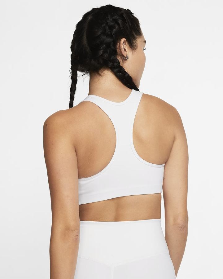 Sujetadores Deportivos Nike Dri-FIT Swoosh Medium-Support 1-Piece Pad Mujer Blancas Negras | KSUEG-2793
