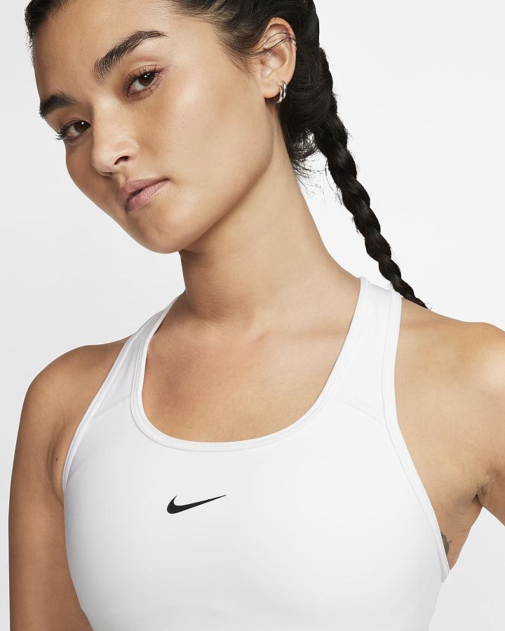 Sujetadores Deportivos Nike Dri-FIT Swoosh Medium-Support 1-Piece Pad Mujer Blancas Negras | KSUEG-2793