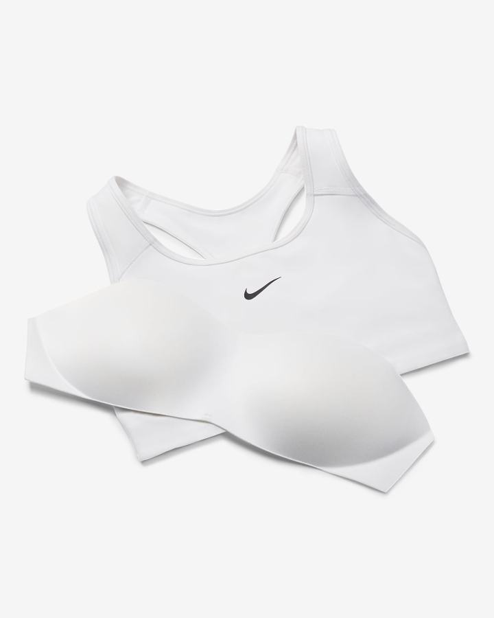 Sujetadores Deportivos Nike Dri-FIT Swoosh Medium-Support 1-Piece Pad Mujer Blancas Negras | KSUEG-2793