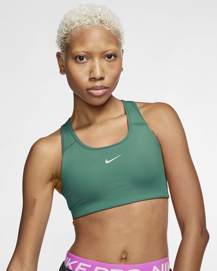 Sujetadores Deportivos Nike Dri-FIT Swoosh Medium-Support 1-Piece Pad Mujer Verde Blancas | NAFBK-0234