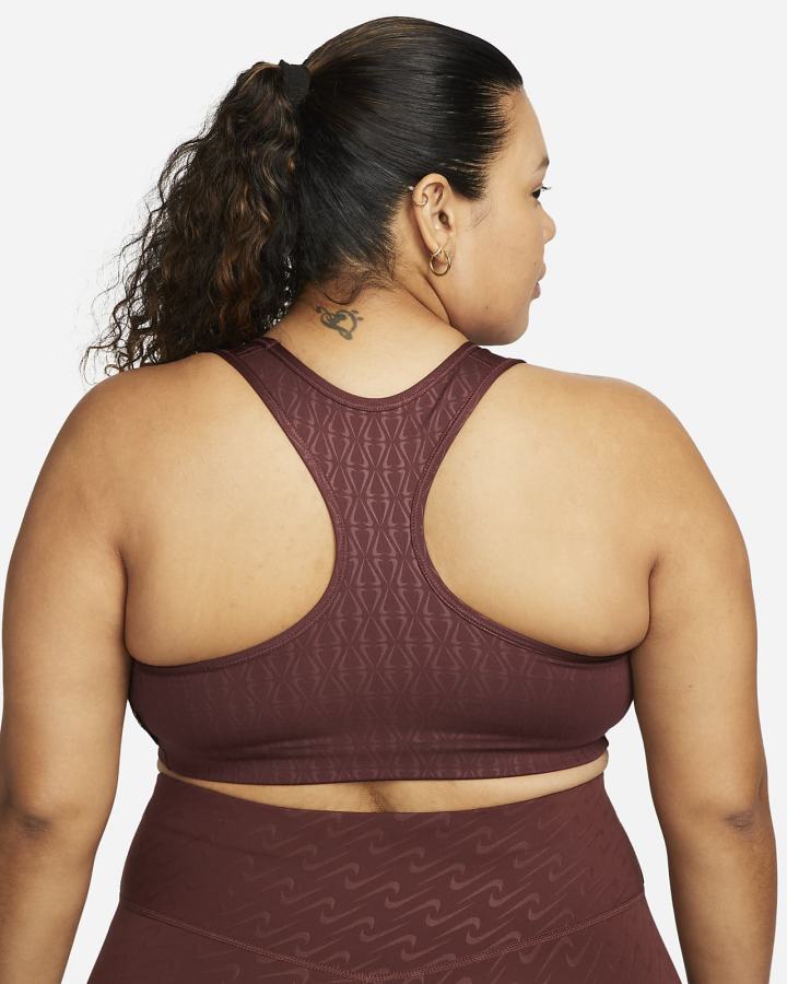 Sujetadores Deportivos Nike Dri-FIT Swoosh Medium-Support 1-Piece Pad (Plus Size) Mujer Marrones Negras | PABEJ-0216