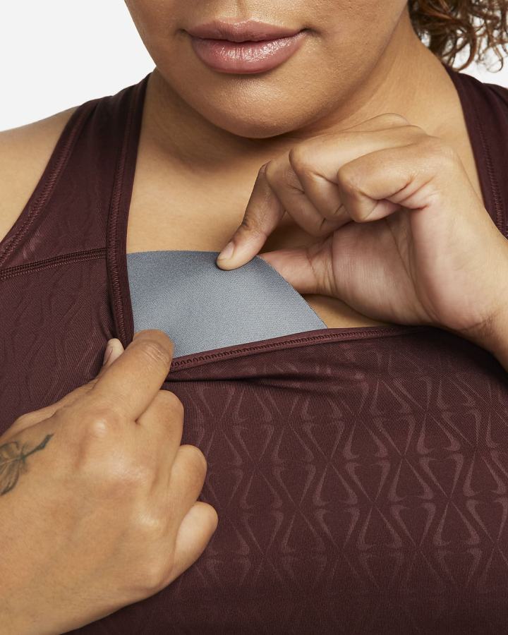 Sujetadores Deportivos Nike Dri-FIT Swoosh Medium-Support 1-Piece Pad (Plus Size) Mujer Marrones Negras | PABEJ-0216