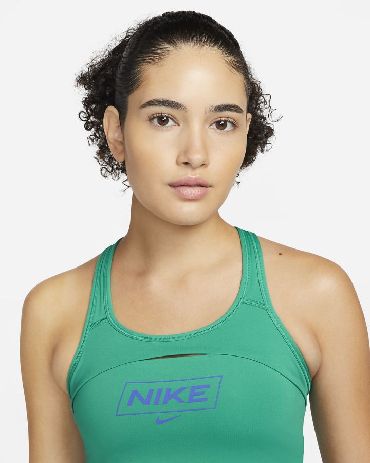 Sujetadores Deportivos Nike Pro Dri-FIT Swoosh Medium-Support Non-Acolchado Estampadas Mujer Verde | BAQSN-0823