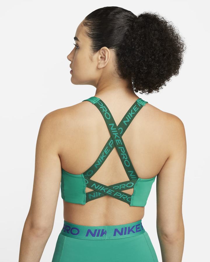 Sujetadores Deportivos Nike Pro Dri-FIT Swoosh Medium-Support Non-Acolchado Estampadas Mujer Verde | BAQSN-0823