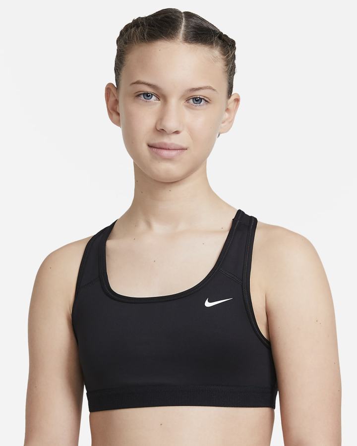 Sujetadores Deportivos Nike Swoosh Kids Niña Negras Blancas | KGYXT-8573