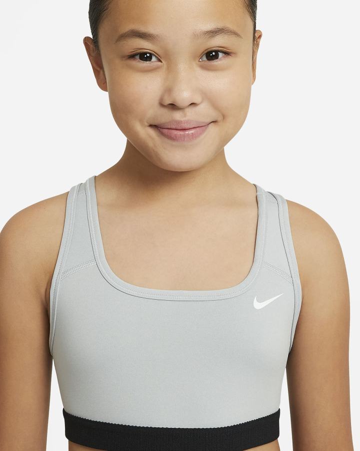 Sujetadores Deportivos Nike Swoosh Kids Niña Gris Oscuro Blancas | MGFPB-0927