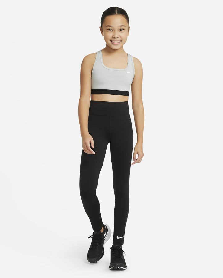 Sujetadores Deportivos Nike Swoosh Kids Niña Gris Oscuro Blancas | MGFPB-0927