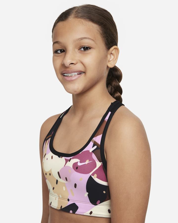 Sujetadores Deportivos Nike Swoosh Kids Reversible Niña Negras Blancas | PIKNM-2901