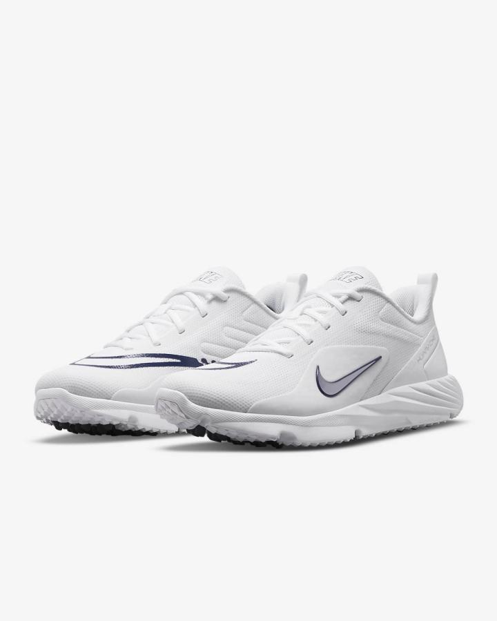 Tacos De Lacrosse Nike Alpha Huarache 8 Pro Turf Mujer Blancas Azul Marino Metal Plateadas | BAGTK-4807