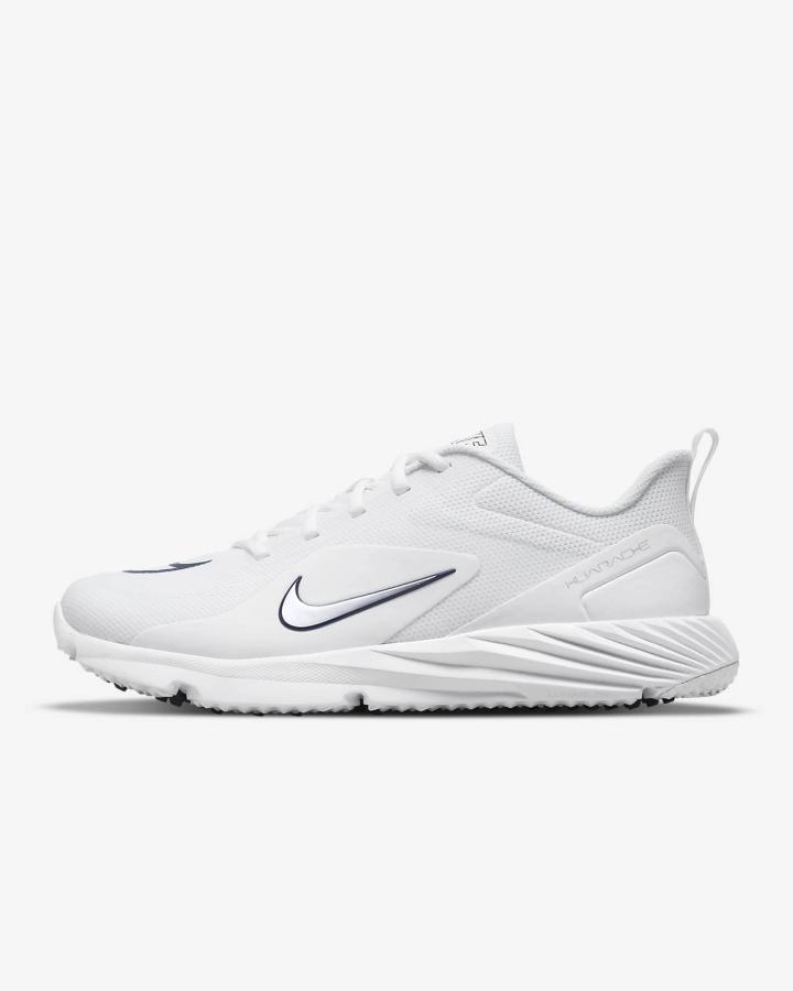 Tacos De Lacrosse Nike Alpha Huarache 8 Pro Turf Mujer Blancas Azul Marino Metal Plateadas | BAGTK-4807