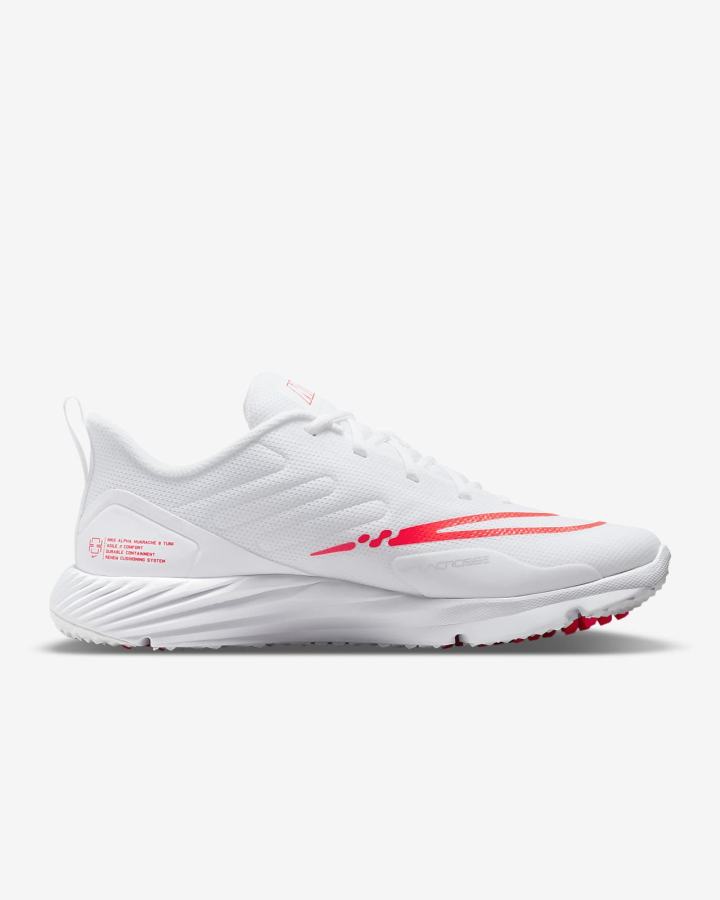 Tacos De Lacrosse Nike Alpha Huarache 8 Pro Turf Hombre Blancas Rojas Claro Metal Plateadas | GLKDF-3025