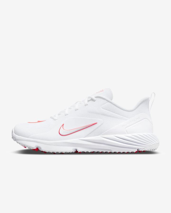 Tacos De Lacrosse Nike Alpha Huarache 8 Pro Turf Hombre Blancas Rojas Claro Metal Plateadas | GLKDF-3025