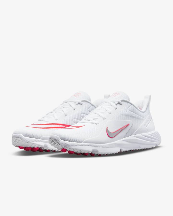 Tacos De Lacrosse Nike Alpha Huarache 8 Pro Turf Mujer Blancas Rojas Claro Metal Plateadas | HDMRF-7918