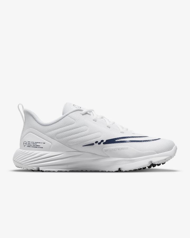 Tacos De Lacrosse Nike Alpha Huarache 8 Pro Turf Hombre Blancas Azul Marino Metal Plateadas | LYWZI-9628