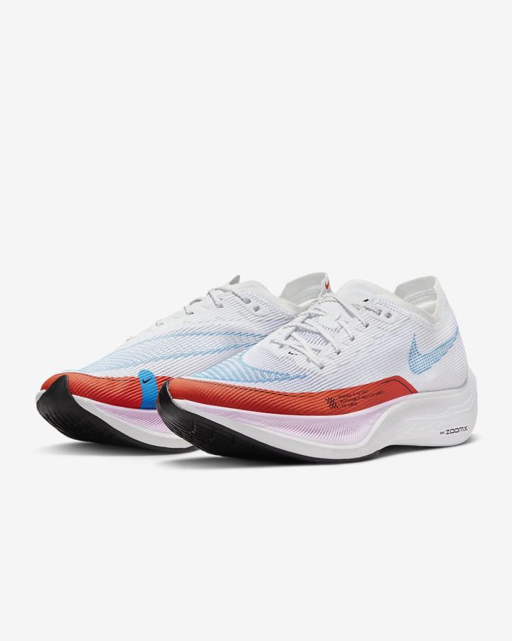 Tenis Carreras Nike ZoomX Vaporfly Next% 2 Road Mujer Blancas Naranjas Azules | MWFBY-7850
