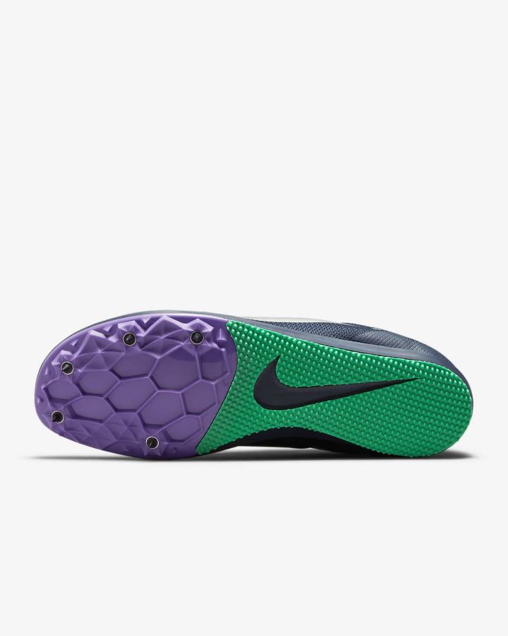 Tenis Clavos Nike Zoom Rival D 10 Track & Field Distance Spikes Hombre Obsidian Turquesa Metal Plateadas | IHOKU-5648