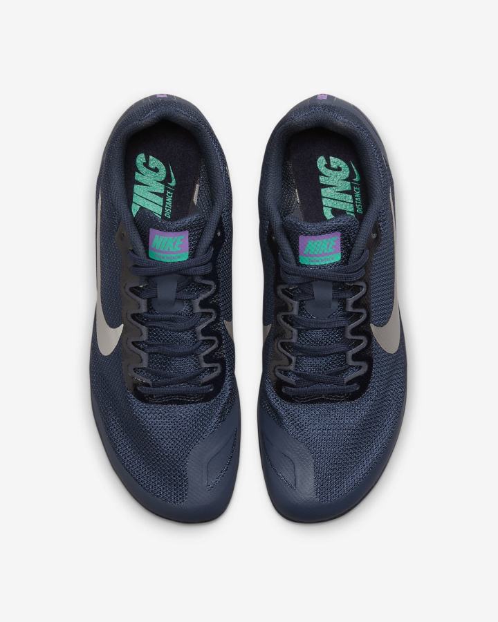 Tenis Clavos Nike Zoom Rival D 10 Track & Field Distance Spikes Hombre Obsidian Turquesa Metal Plateadas | IHOKU-5648