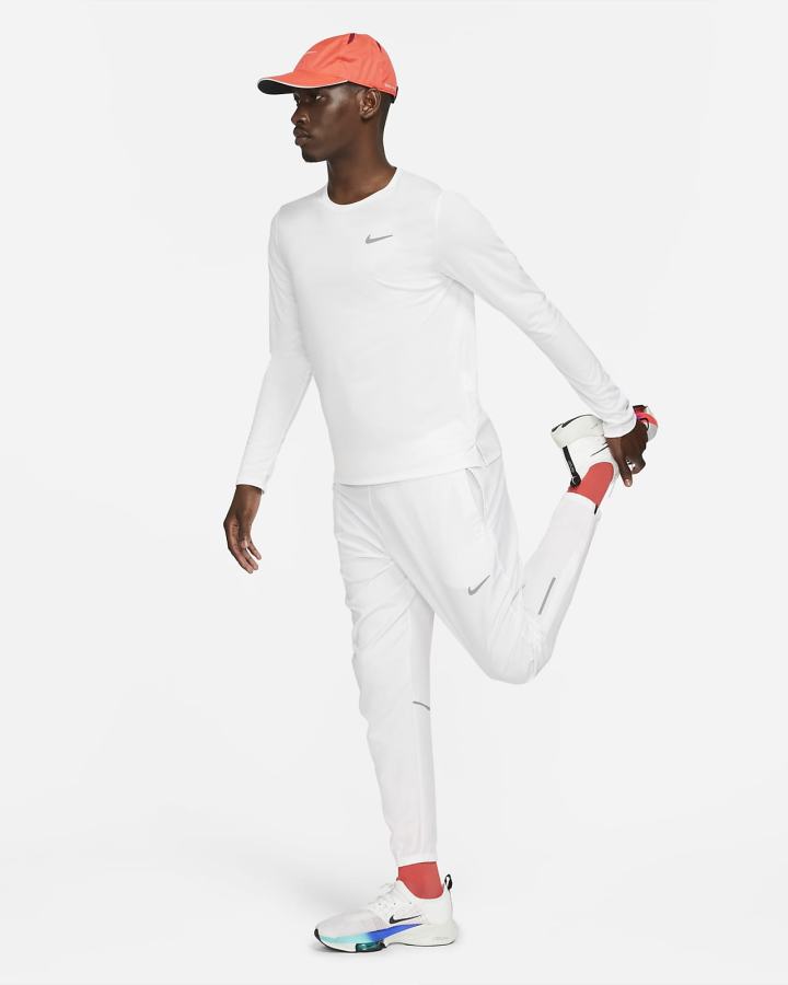 Top Running Nike Dri-FIT Miler Long-Sleeve Hombre Blancas | KPFOC-0478
