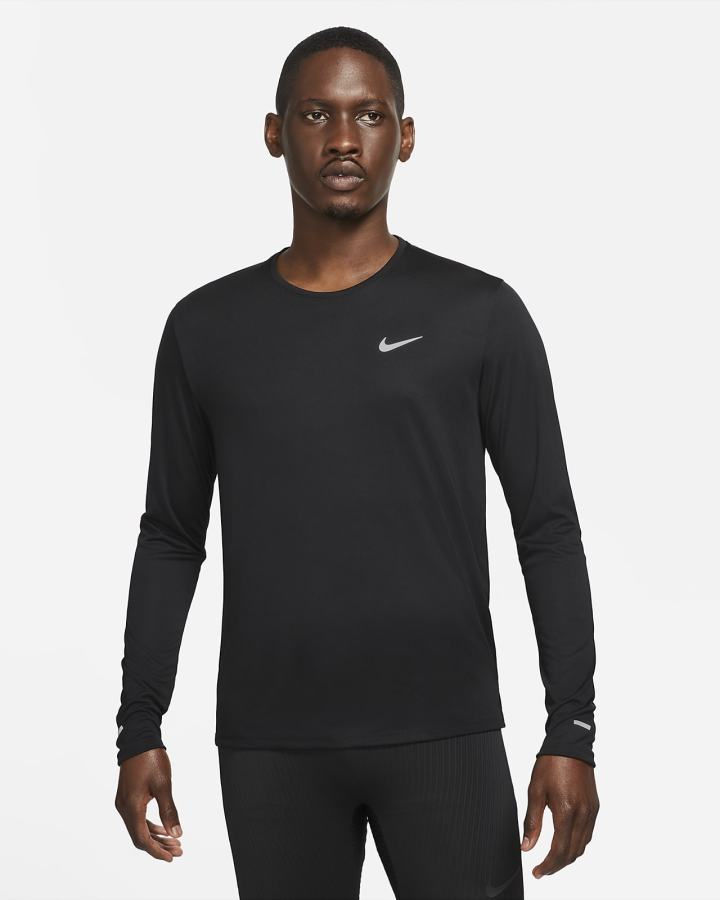 Top Running Nike Dri-FIT Miler Long-Sleeve Hombre Negras | PHXRA-0164
